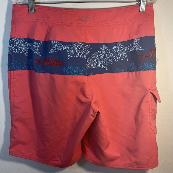 VINEYARD VINES MENS BOARD SHORTS MEDIUM PINK BLUE SWIM TRUNKS BEACH CASUAL DAY - Picture 7 of 9